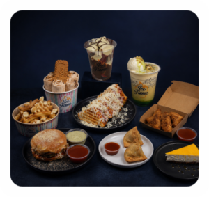 Ice Flame menu with rolled ice cream