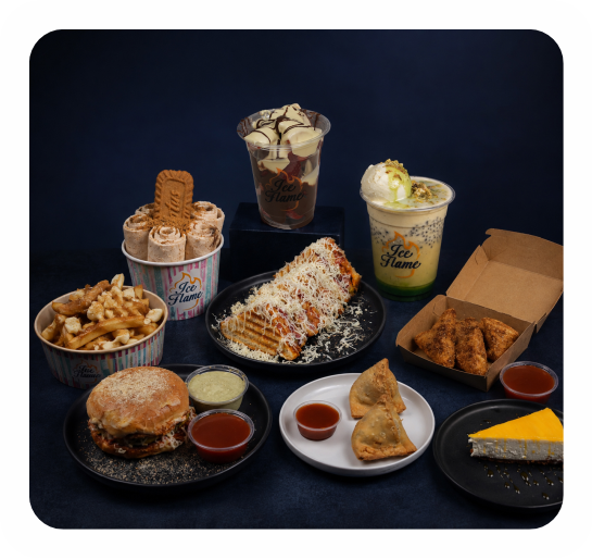 Ice Flame menu with rolled ice cream